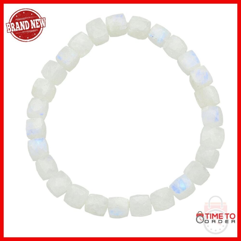 7-8mm Lapis Cube Bead Stretch Bracelet Bohemian Healing Crystal Jewelry